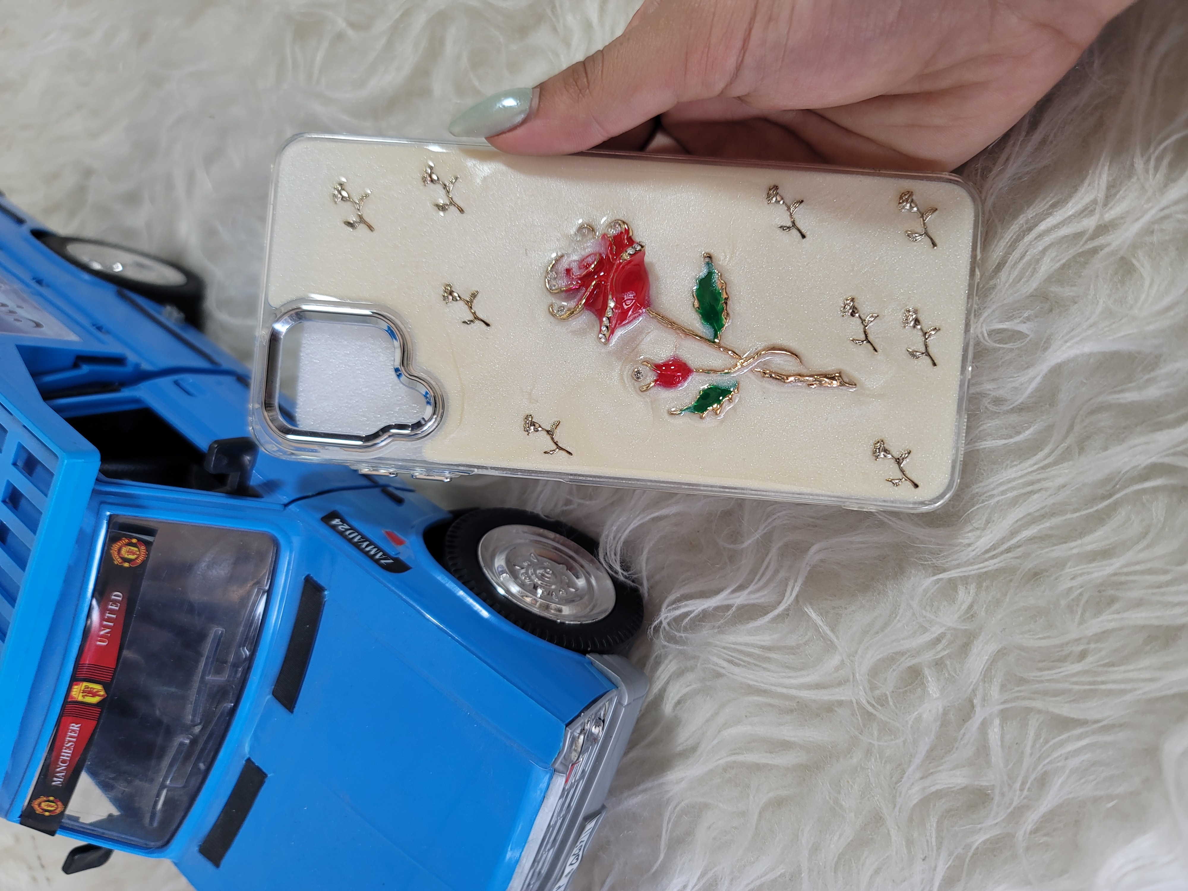 قاب گوشی سامسونگ a12 زرین برفی گل سرخ