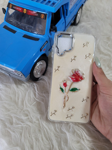 قاب گوشی سامسونگ a12 زرین برفی گل سرخ