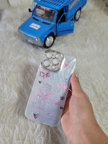قاب گوشی آیفون pro max 15 طرح صورتی براشی