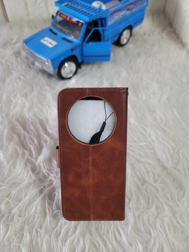 قاب گوشی شیائومی Redmi 14C کیفی چرم قهوه ای بدون لنز