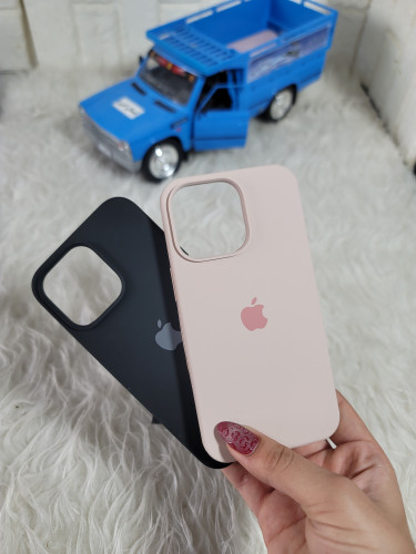 قاب گوشی آیفون 13pro سیلیکونی صورتی پودری/مشکی